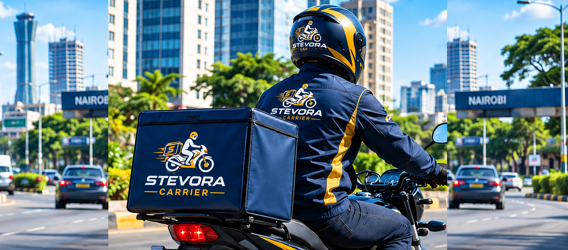 Stevora Carrier branded delivery motorcycle